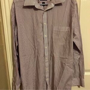Stafford Shirt Mens Maroon Striped Long Sleeve Button Up Wrinkle‎ Free, XL